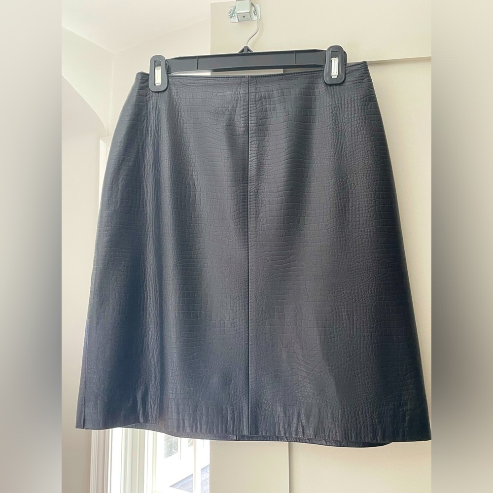Jones New York Black Leather Skirt
